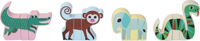 Puzzle magnétiques en bois animaux de la jungle