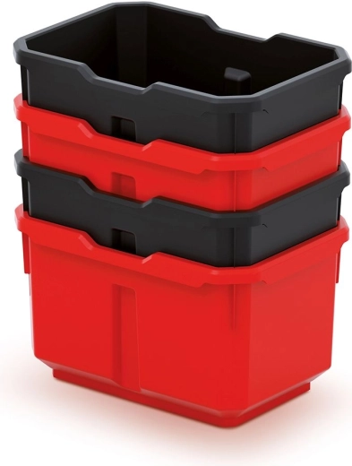 Set de boîtes en plastique pour outils TITAN BOX, noir/rouge (4 pcs)