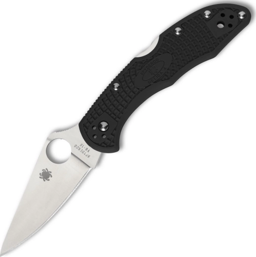 Spyderco Delica 4 – couteau EDC noir à émouture plate, VG-10, manche FRN