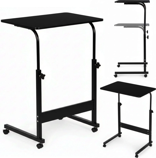 Table d’appoint mobile pour canapé et ordinateur portable, noire, ModernHome