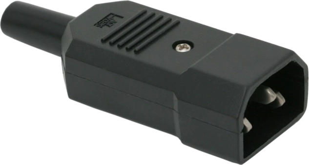 Fiche secteur noire mâle avec protection anti-pliure
