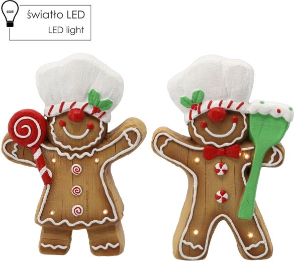 Figurine de Noël lumineuse petit chef en pain d’épices 35,5 cm