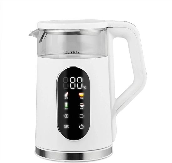 Bouilloire électrique à température réglable 1,7 l 2200 W blanche