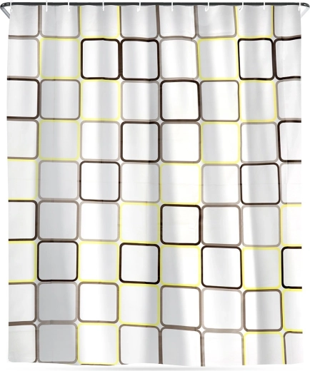 Rideau de douche avec crochets, imperméable, carrés 180 × 180 cm