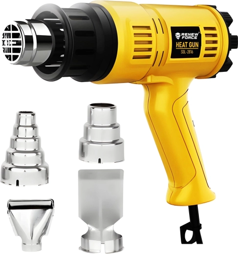 Pistolet à air chaud électrique Renew Force 1800 W avec LCD et 4 buses