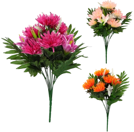 Bouquet artificiel de lys et de chrysanthèmes 42 × 24 × 24 cm