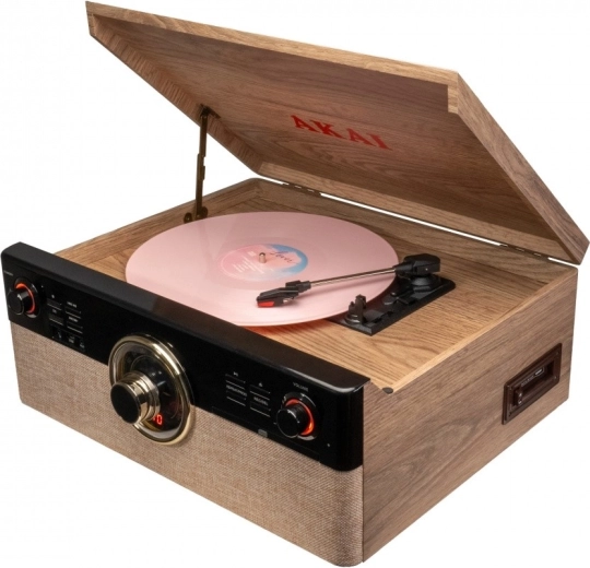 Platine vinyle AKAI avec Bluetooth, lecteur CD, cassette et radio FM