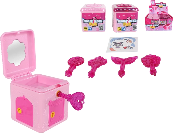 Boîte à surprise à clé 5 × 6 × 5,5 cm – motifs et couleurs assortis, lot de 24 pièces