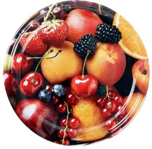 Couvercles Twist pour bocaux à vis, 82 mm, motif fruits, 10 pcs