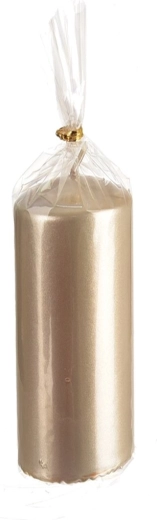 Bougie cylindrique brillante couleur champagne 7 × 18 cm