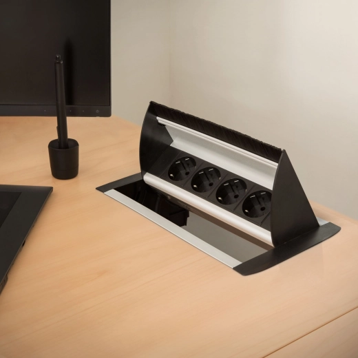 Bloc multiprise escamotable encastrable avec 4 prises