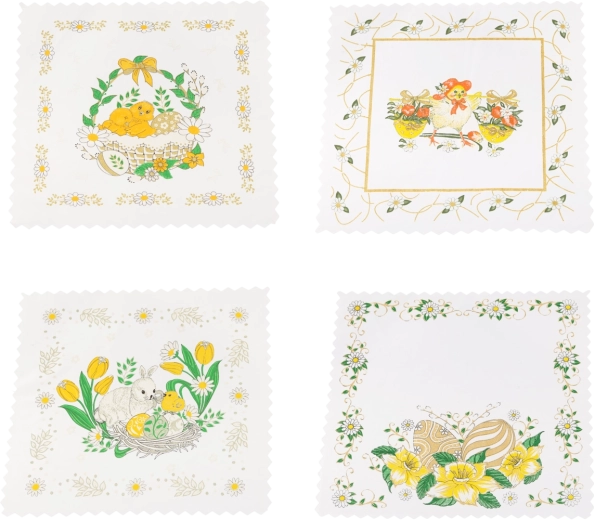 Napperon de Pâques 36 × 36 cm en coton et polyester, noir avec accents jaunes