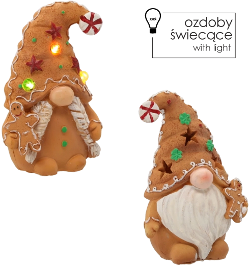 Figurine de Noël lutin pain d’épices LED, mix de motifs 11 × 7 × 16 cm - 1 pièce