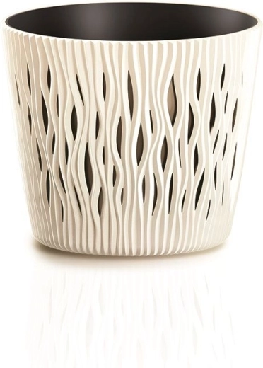Cache-pot Sandy Round avec insert 22,5 cm crème