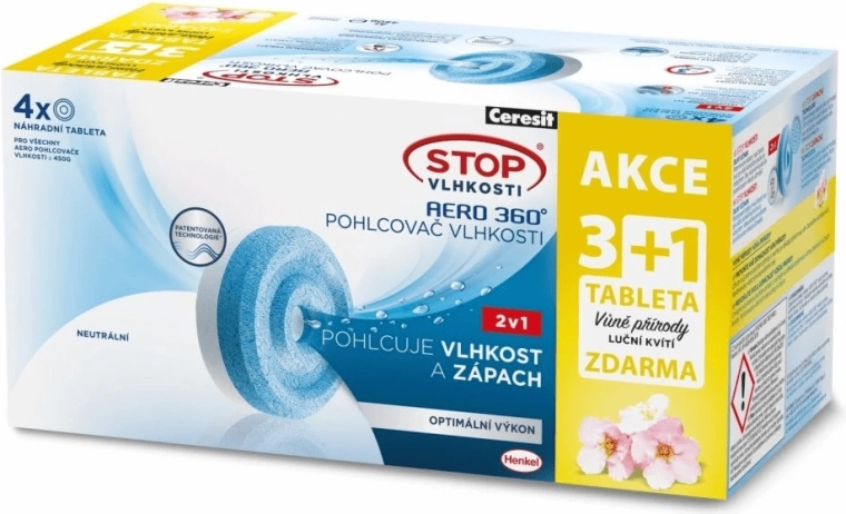 Ceresit Stop humidité AERO 360° recharges 2-en-1, 3× neutres + 1× fleurs des prés