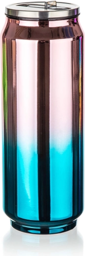 Gobelet isotherme canette 430 ml BE COOL dégradé arc-en-ciel doré‑rose‑bleu‑vert