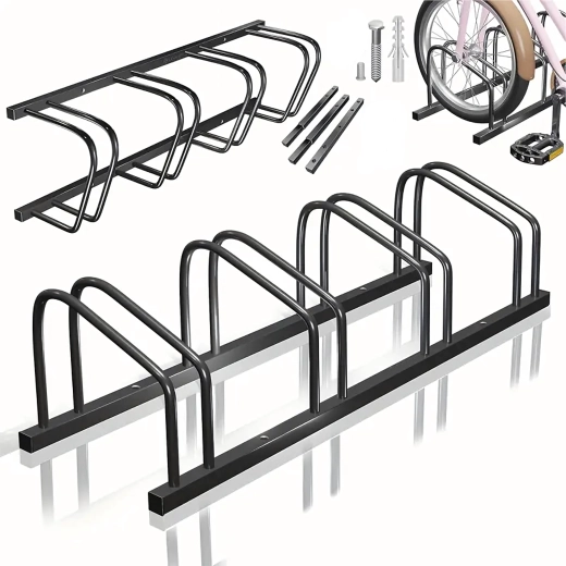 Support pour 4 vélos en acier, noir, grand 100 × 32,5 × 26 cm