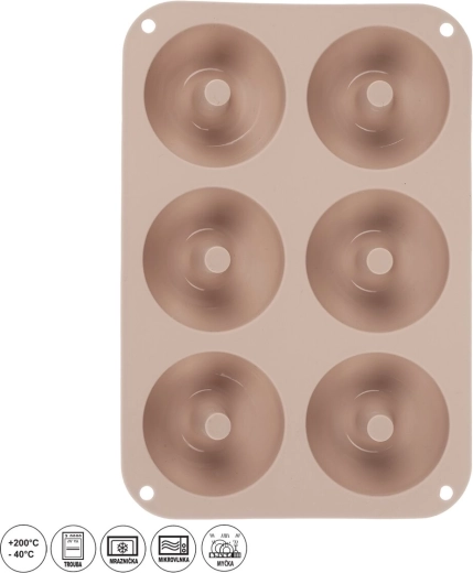 Moule en silicone pour donuts 6 pcs beige