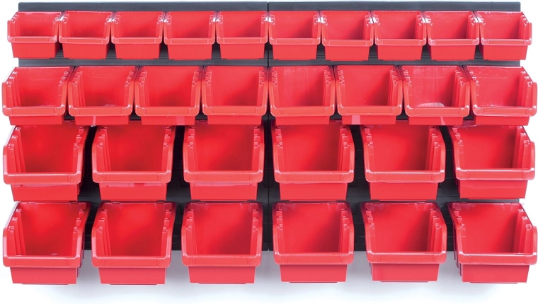 Panneau mural avec 30 bacs pour outils 800 × 165 × 400 mm