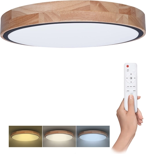 Plafonnier/applique LED Solight Iron Oak avec télécommande, 60 W, 4200 lm, 51 cm, CCT, dimmable