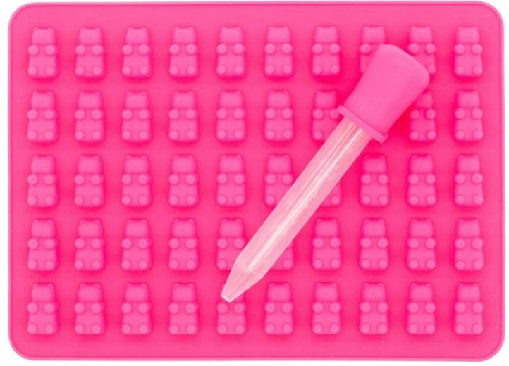 Moule à oursons avec pipette, rose (50 pcs)