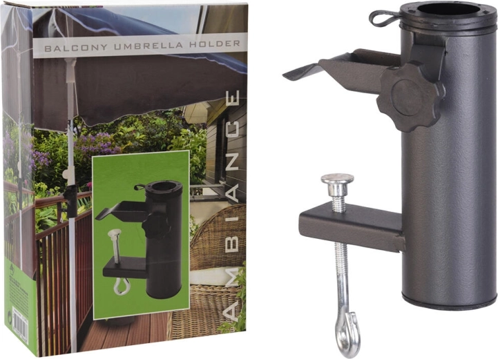 Support de balcon pour parasol, acier, anthracite, diamètre 54 mm