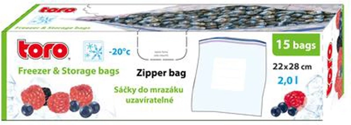 Sachets alimentaires zippés pour congélation TORO 2 l, 15 pcs