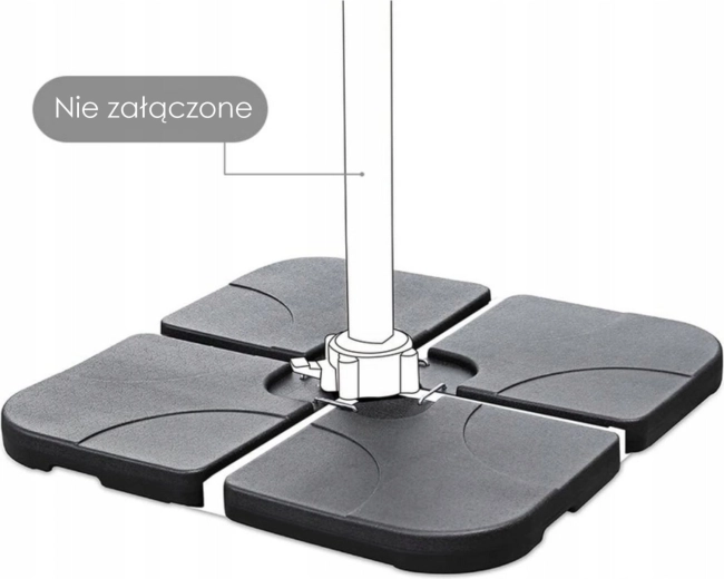 Base carrée noire pour parasol de jardin, 4 pièces, à remplir, jusqu’à 80 kg