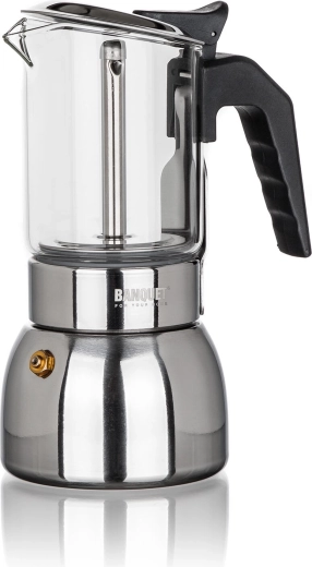 Cafetière moka LENA 4 tasses acier inox verre 200 ml