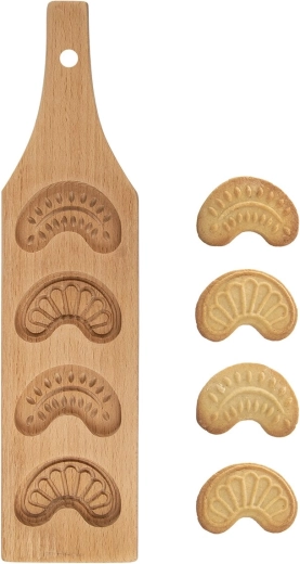 Moule en bois pour biscuits spritz en forme de croissants, 4 formes