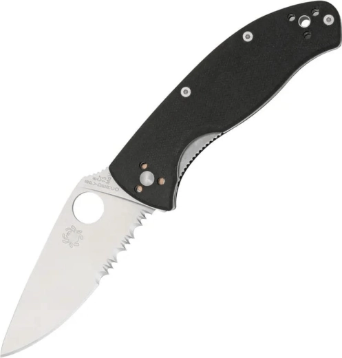 Spyderco Tenacious Combo Edge couteau de poche 8,3 cm, satin, noir, G10