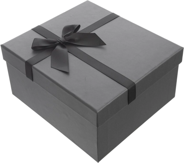 Boîte cadeau en papier grise 21 × 18,5 × 10 cm