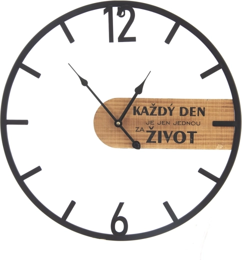 Horloge murale en bois et métal « Chaque jour… » 50 cm