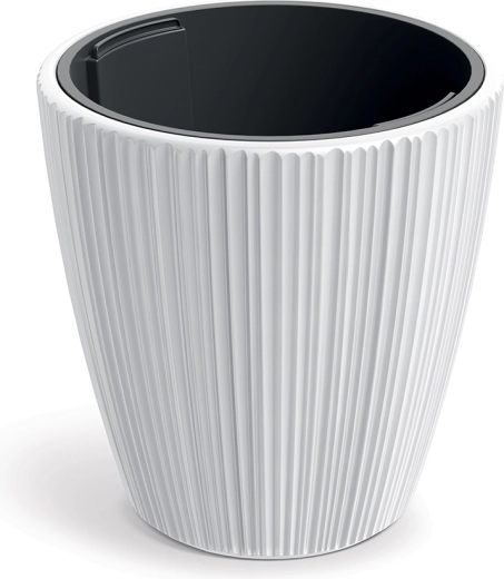 Pot ORO 39 cm blanc – pot de fleurs moderne en plastique avec insert