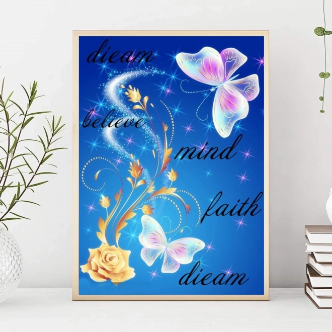 Broderie diamant motif papillon 40x50 cm