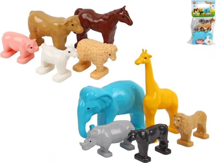 Set de 10 animaux en plastique en sachet