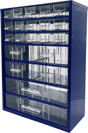 Armoire à tiroirs métallique TOKOZ avec 21 compartiments, bleu