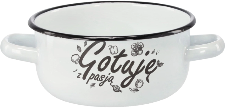 Casserole émaillée avec deux poignées 1,5 l, 15 cm, blanche – Je cuisine avec passion