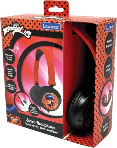 Casque audio filaire pliable pour enfants Miraculous : Ladybug et Chat Noir