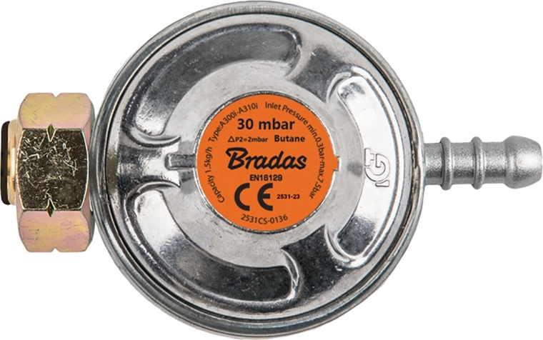 Détendeur propane-butane 30 mbar, 1,5 kg/h