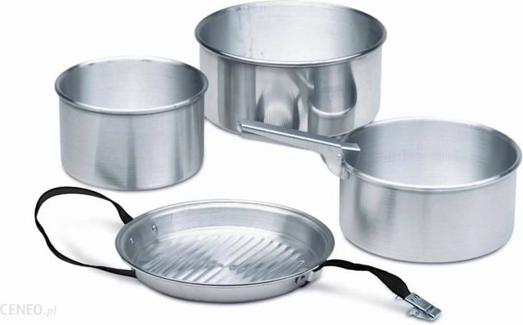 Set de camping JAVA de casseroles et poêle avec poignée amovible, 4 pièces