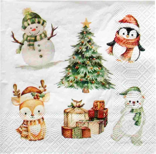 Serviettes de Noël avec animaux 33 × 33 cm, 3 plis