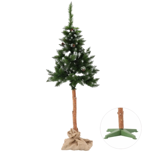 Sapin de Noël artificiel sur tronc, pin enneigé avec pommes de pin 190 cm