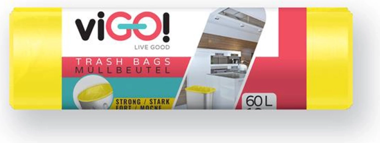 Sacs poubelle LDPE 60 l jaunes 60 × 80 cm (10 pcs) VIGO
