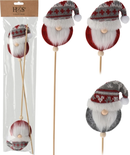 Pique décoratif de Noël lutin en bois et polyester, assortiment de couleurs, 32 × 7 × 2 cm, 2 pcs