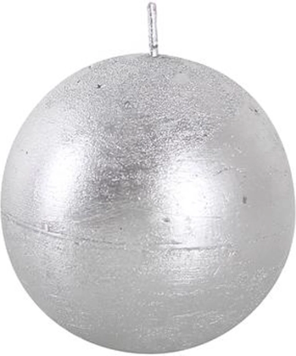 Bougie ronde rustique 8 cm argentée