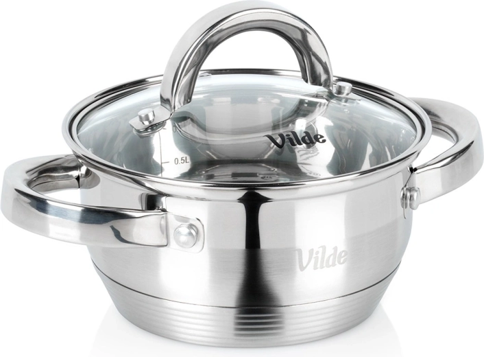 Casserole en acier inoxydable avec couvercle en verre INOXCELLENT 14 cm, 1 l