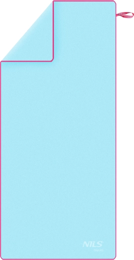 Serviette en microfibre à séchage rapide NILS aqua, bleu clair/rose, 200 × 90 cm