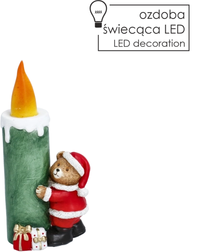 Décoration LED de Noël ourson en costume de Père Noël - 1 pièce