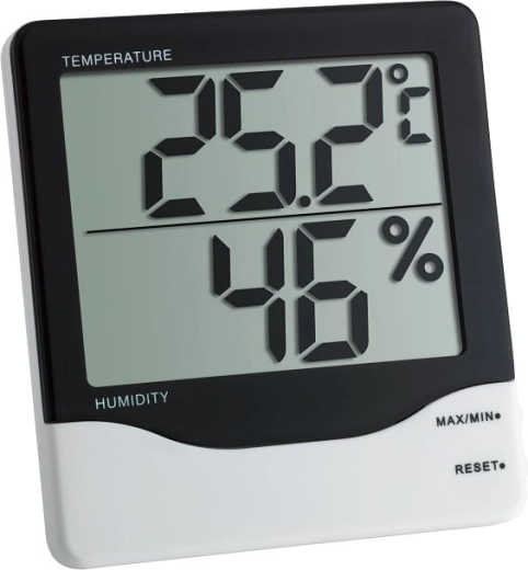 Thermomètre numérique avec hygromètre TFA, noir et blanc